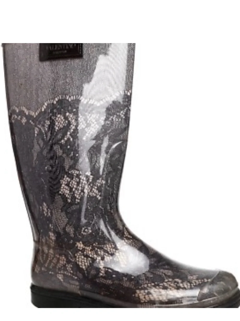 Valentino Garvani Women's Gray Lace-Pattern Rain Boots
